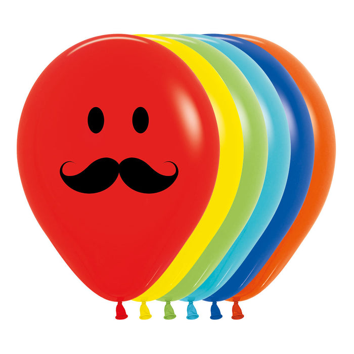Globo Carita Feliz Con Bigote Impreso 2 Caras R12 x 50 Unidades Sempertex