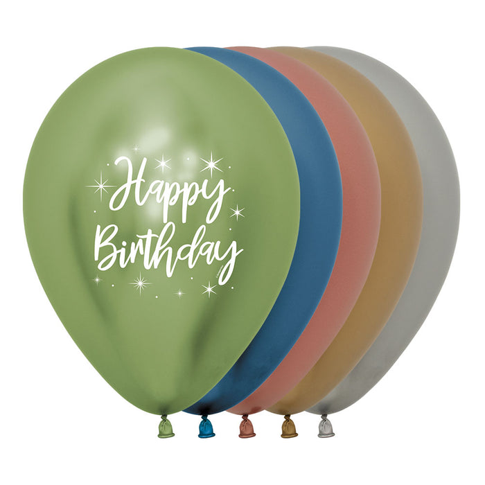 Globo Reflex Surtido Happy Birthday Radiante R12 x 50 Unidades Sempertex