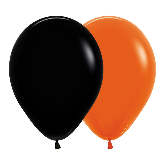 Globo Surtido Halloween Negro y Naranja Fashion R12 x 50 Unidades Sempertex