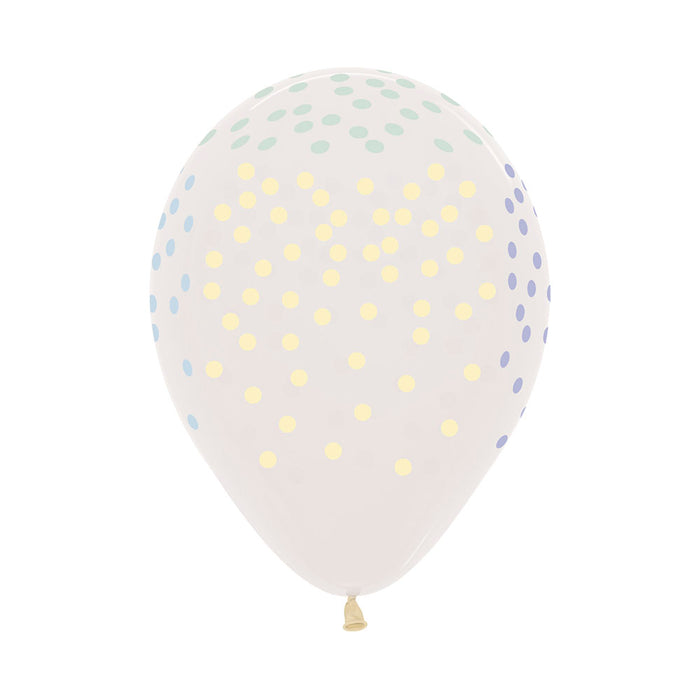 Globo Cristal Confetti Multicolor Pastel R12 x 50 Unidades Sempertex