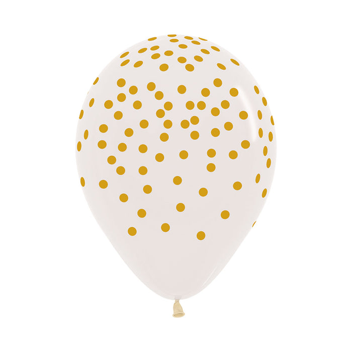 Globo Fashion Cristal Confetti Dorado R12 x 50 Unidades Sempertex