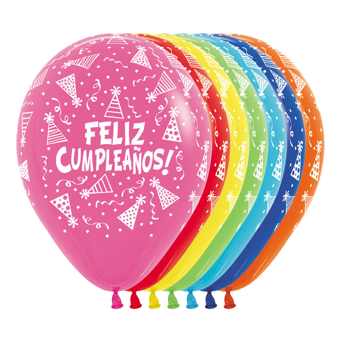 Globo Fashion Surtido Feliz Cumpleaños Gorritos R12 x 50 Unidades Sempertex