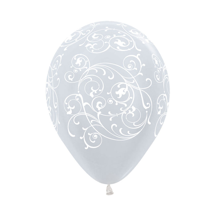 Globo Satin Perla Infinity Filigree R12 x 50 Unidades Sempertex