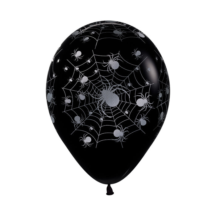 Globo Impreso Infinity Mink Negro Impreso Araña Halloween R12 X 50 Unidades Sempertex