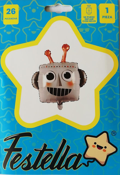 Globo Metalizado Cara de Robot 26"