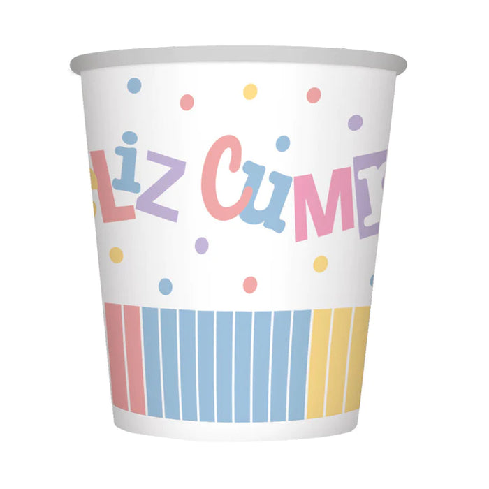 Vaso 9 Oz Feliz Cumpleaños Festival Pastel x 8 Unidades Sempertex