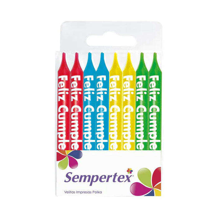 Velita Impresa Feliz Cumpleaños Surtido x 8 Unidades Sempertex