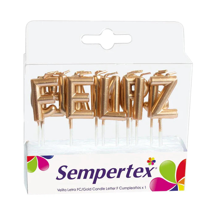 Velitas Letras Feliz Cumpleaños Dorado x 1 Unidad Sempertex