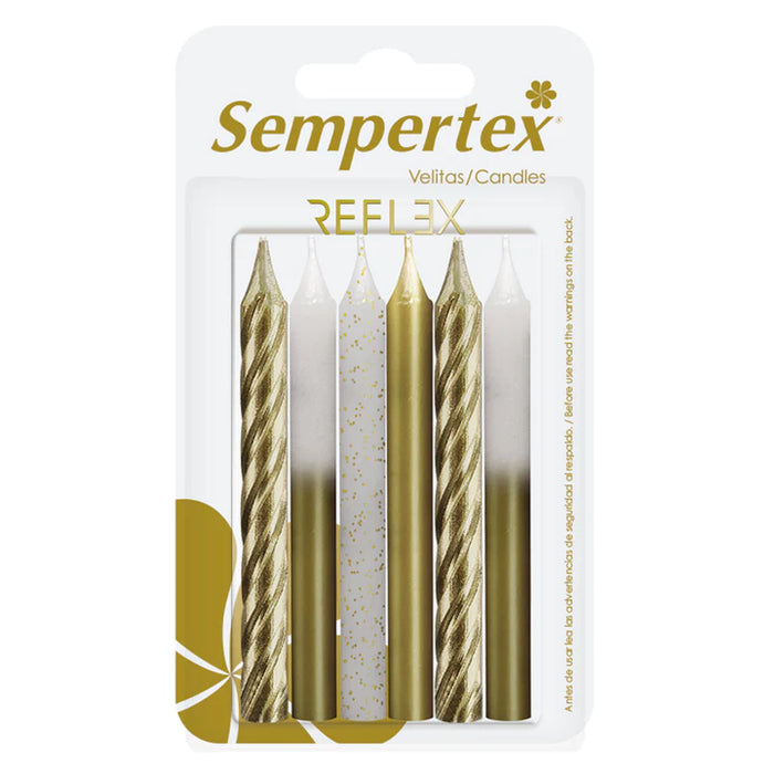 Velitas Metálicas Surtidas Dorada x 6 Unidades Sempertex