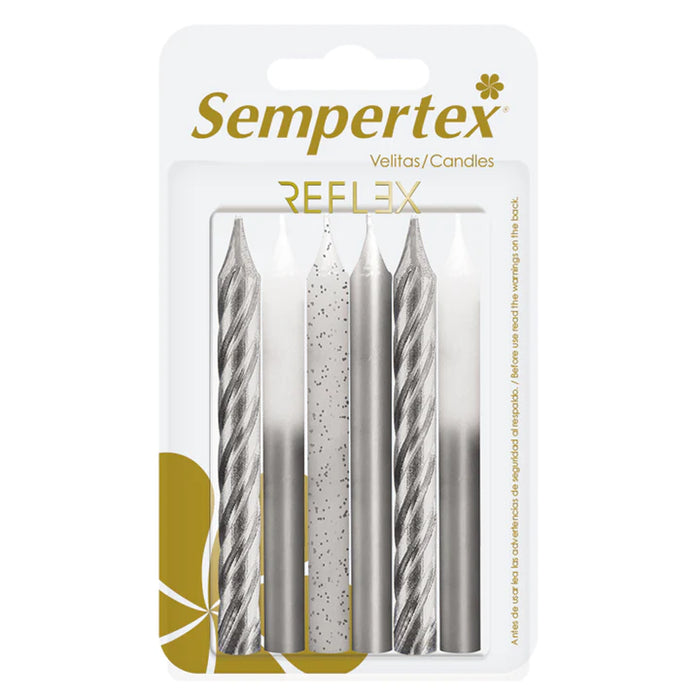 Velitas Metálicas Surtidas Plata x 6 Unidades Sempertex