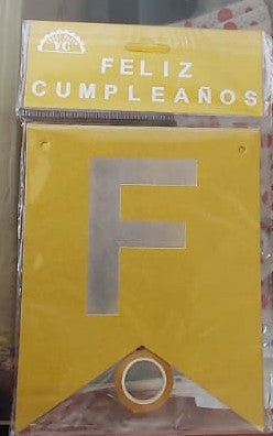 Festones Feliz Cumpleaños Escarchado Grande Dorado