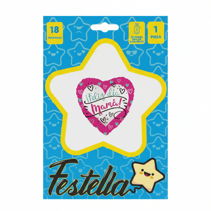 Globo Corazon 18" Feliz dia Mama Festella Ref. 4