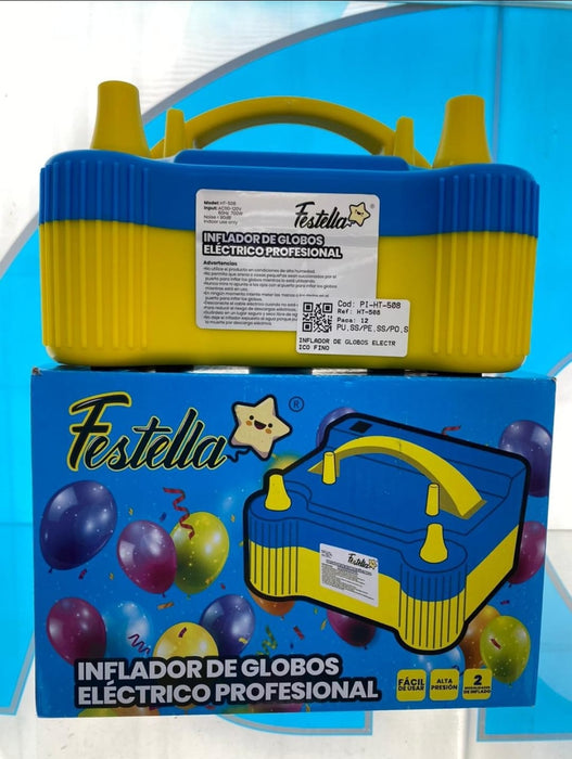 Inflador de Globos Eléctrico Profesional Azul 600 Watts Festella