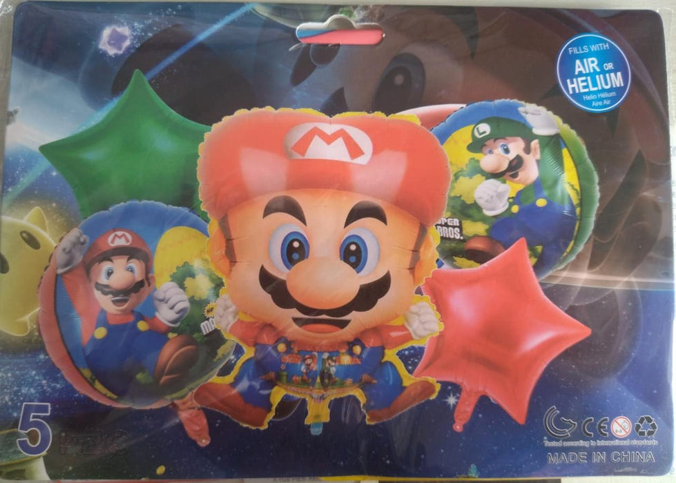 Bouquet de Globos de Mario Bross x 5 Piezas 18"