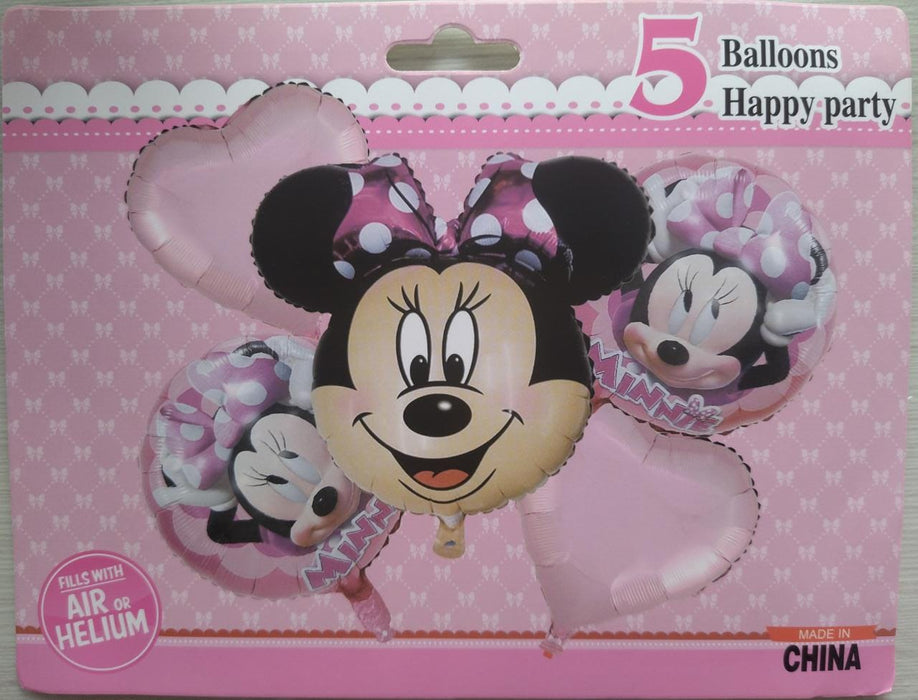 Globos Minnie Mouse x5 Piezas