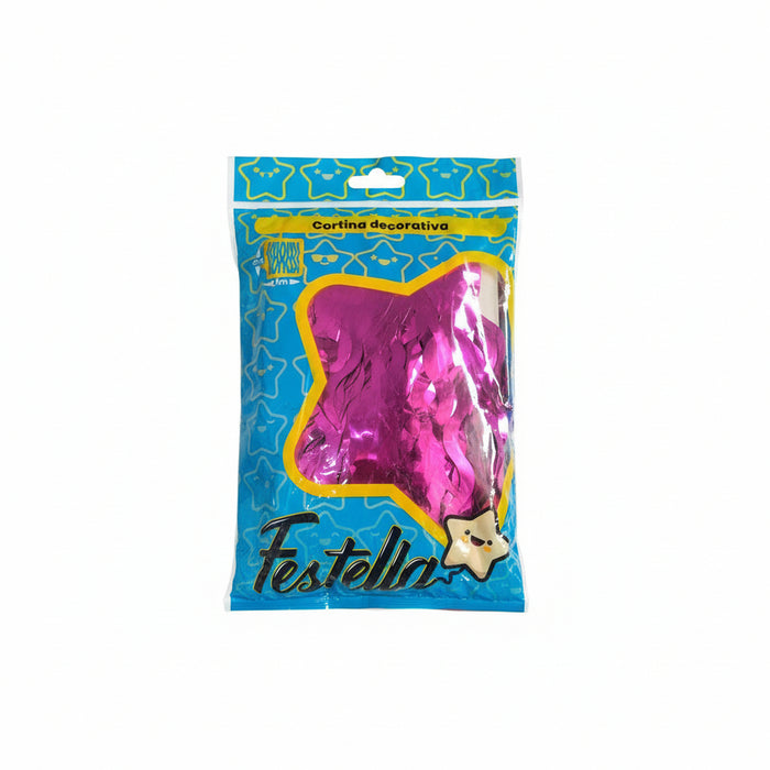 Cortina de Fiesta Crespa 2m x 1m Fucsia