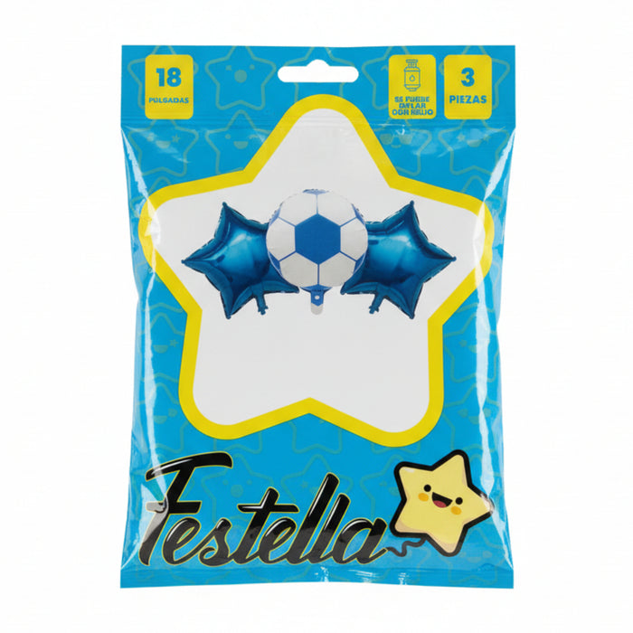 Kit Globo Balon Azul x 3 18" Festella