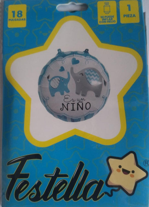 Globo Metalizado Es un Niño Elefantes 18"