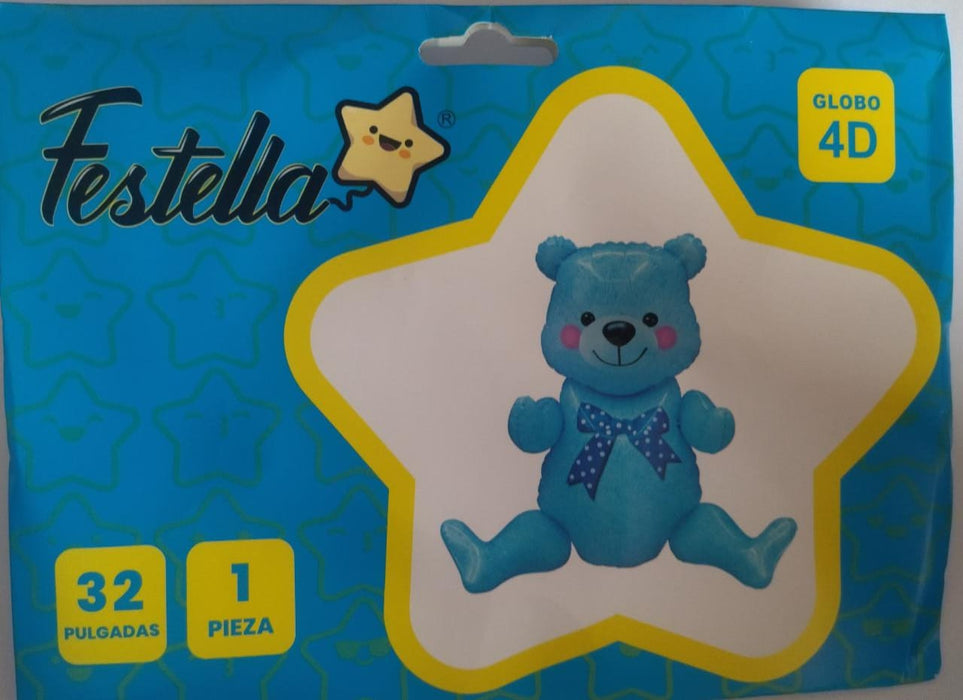 Globo Oso 4D Azul 32" Festella