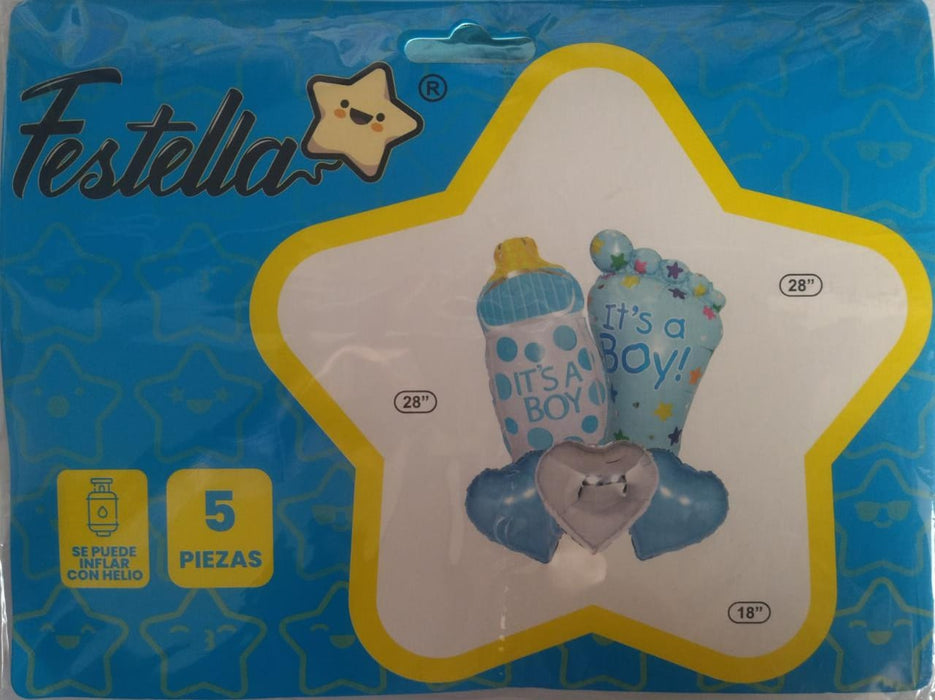 Kit de Globos Es un Niño x 5 Piezas Festella