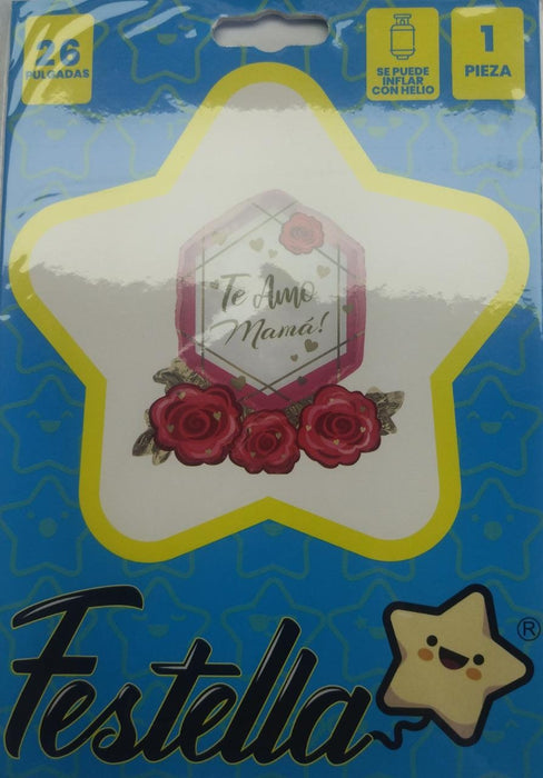 Globo Metalizado Te Amo Mama Rosas 26" Festella