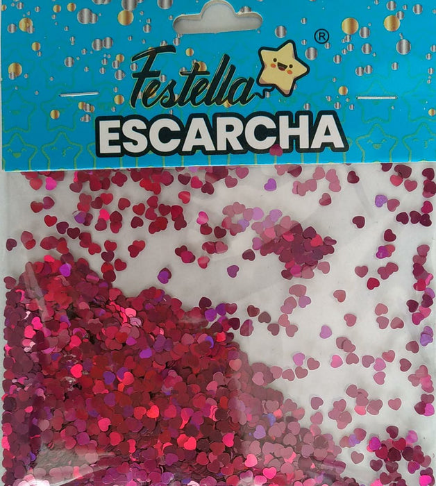 Escarcha Fucsia Corazon Para Globo 20 Gr x 1 Unidad