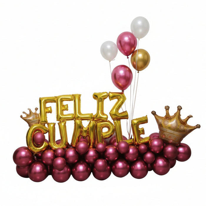 Bouquet feliz cumpleaños vinotinto marca festella x 61 Piezas