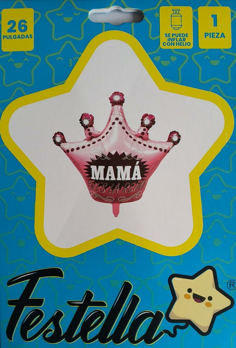 Globo Metalizado Corona Rosada Mama Eres La Reina 26"