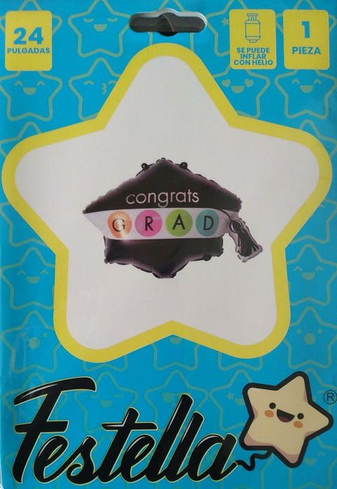 Globo Metalizado Birrete Congrats grad 24"