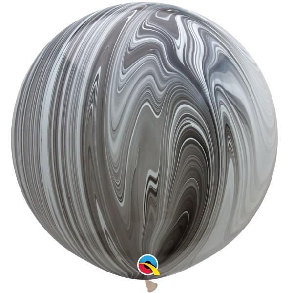 Globo Agata Negro Con Blanco 30" x unidad Qualatex
