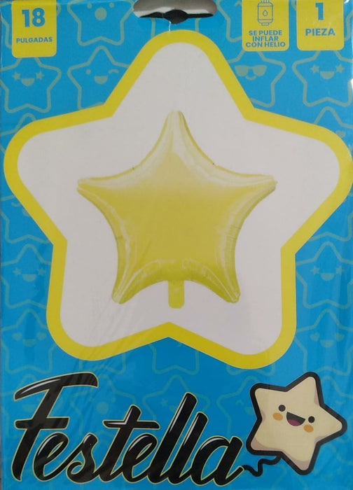 Globo Metalizado Estrella 18" Amarillo Pastel Festella