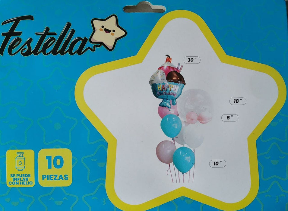 Bouquet de Globos Helado X 10 Piezas Marca Festella