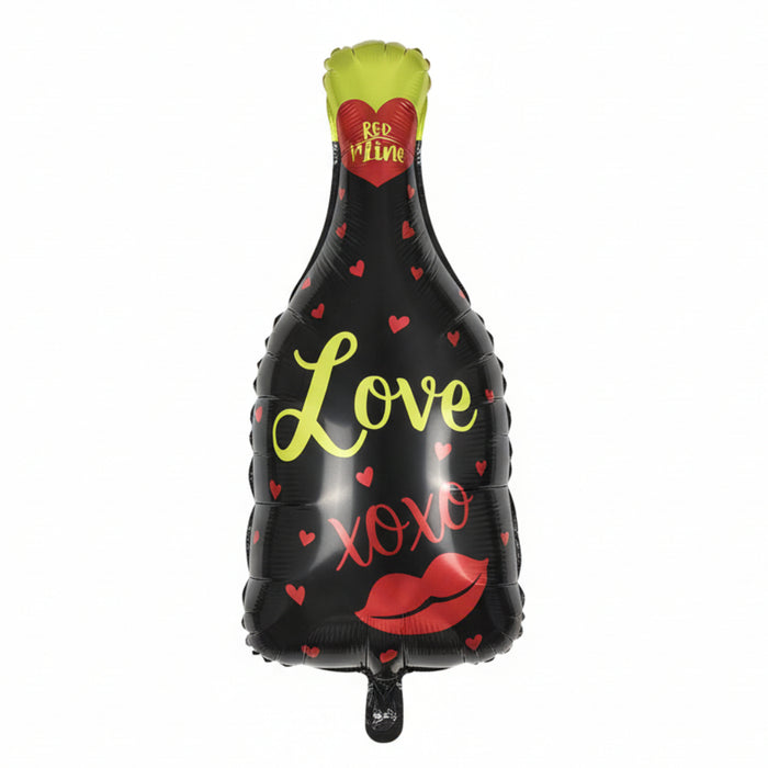 Globo Botella De Champaña 33" Love Xoxo Negra