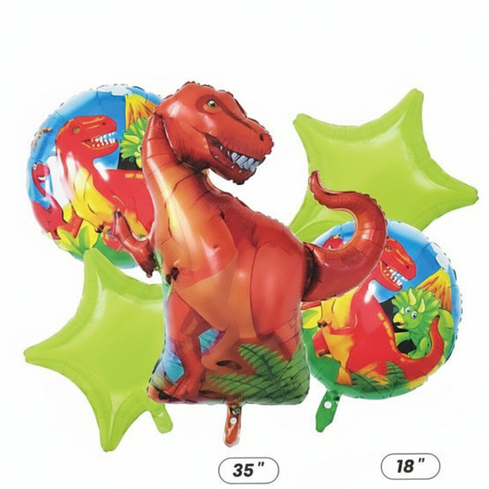 Bouquet De Globos Dinosaurio Rex x 5 Piezas Festella