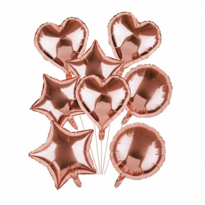 Kit de globos 18 pulgadas corazones y estrellas x 6 piezas  Dorado Rosa