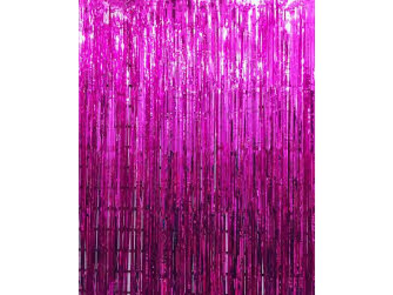 Cortina Metalizada Crepe Fucsia 2MT X 1MT