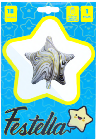 Globo Estrella Agata Negro 18" Festella