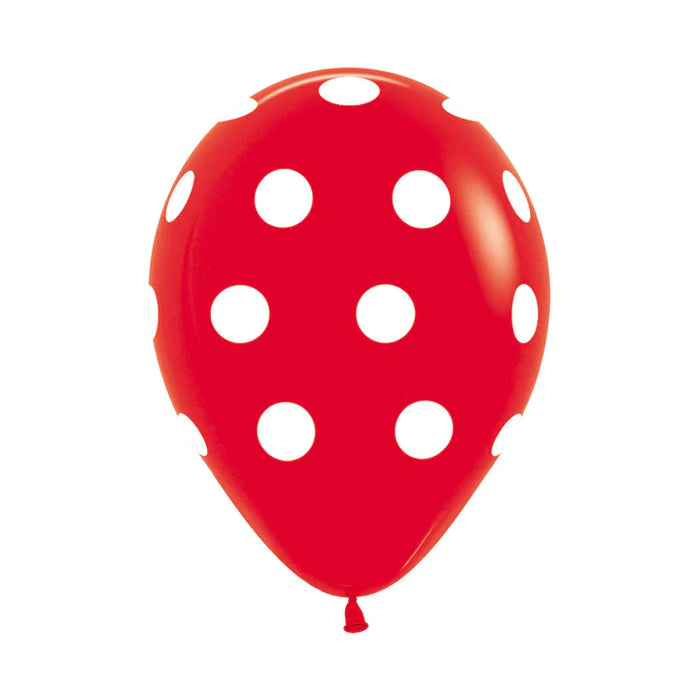 Globo Infinity Polka Blanco F Rojo R12 x 12