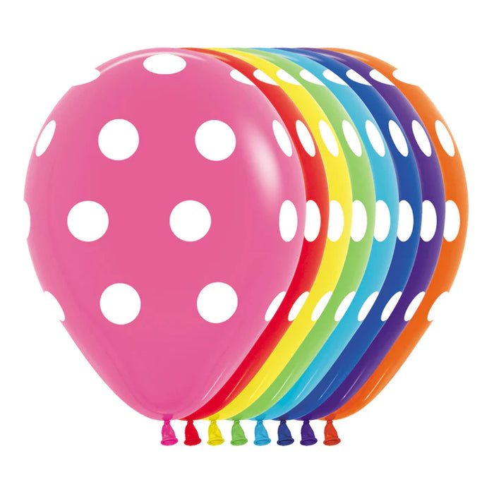 Globo Infinity Polka Blanco Fashion Surtido R12 x 12 Unidades Sempertex
